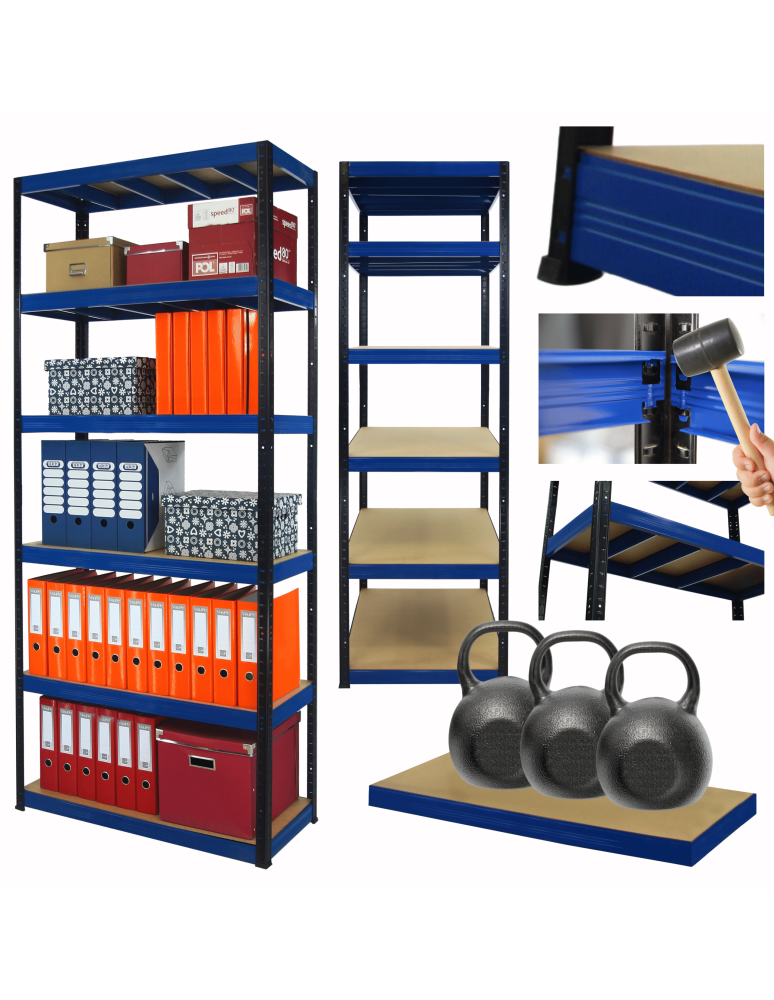 Regały z metalu kolorowe - Regał metalowy magazynowy stojak HELIOS 213x75x45cm 6Px350kg 300TYS KOMB - product b2b.wamar.biz 1