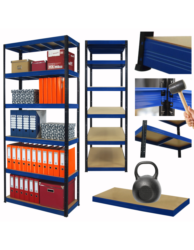 Regały z metalu kolorowe - Regał metalowy magazynowy stojak HELIOS 213x100x45cm 6Px175kg 300TYS KOMB - product b2b.wamar.biz 1