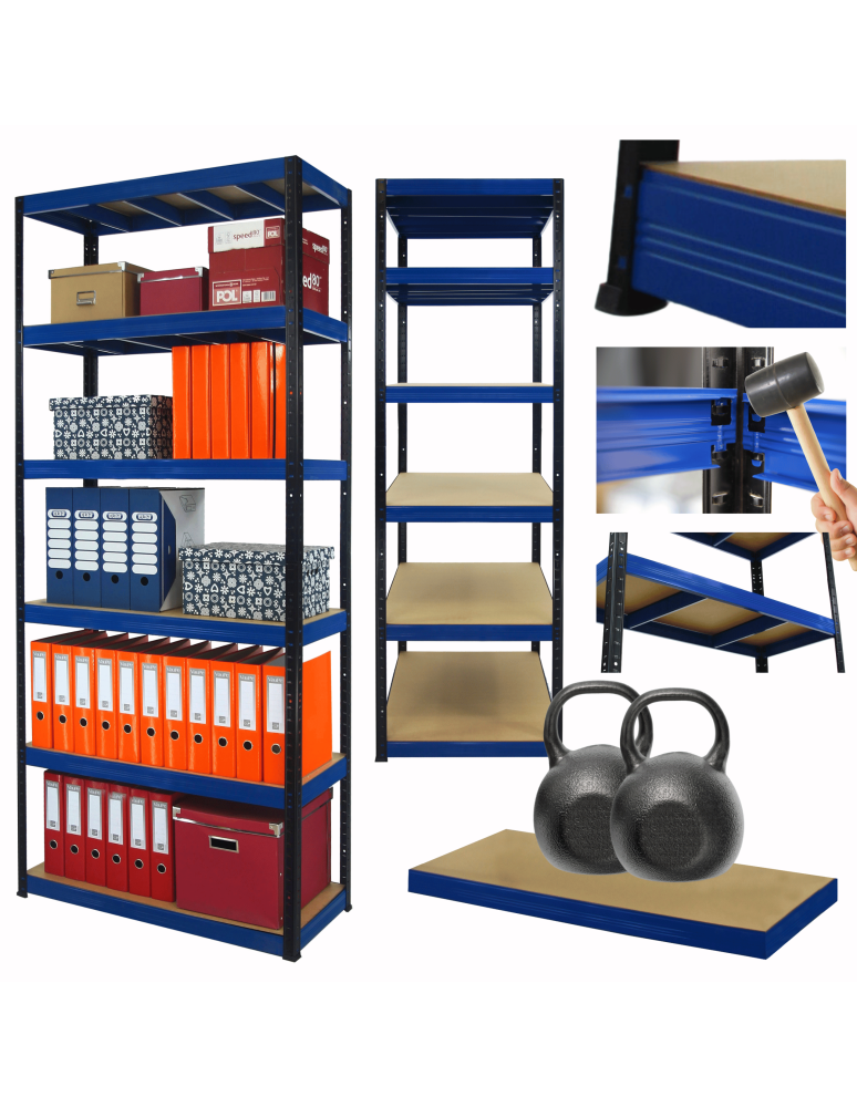 Regały z metalu kolorowe - Regał metalowy magazynowy stojak HELIOS 213x120x35cm 6Px275kg 300TYS KOMB - product b2b.wamar.biz 1