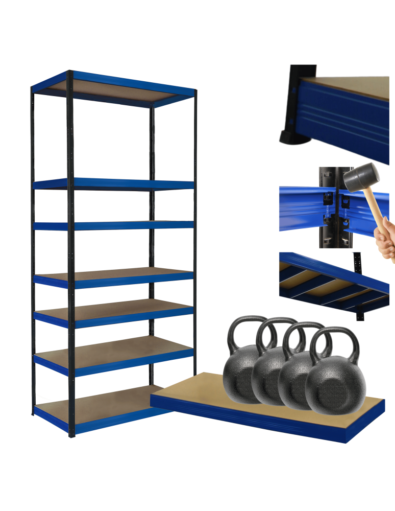 Regały z metalu kolorowe - Regał metalowy magazynowy stojak HELIOS 270x100x35cm 7Px400kg TRWAŁY WYSOKI - product b2b.wamar.biz 1