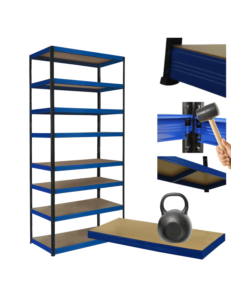 Regały z metalu kolorowe - Regał metalowy magazynowy stojak HELIOS 270x120x35cm 8Px175kg TRWAŁY WYSOKI - product b2b.wamar.biz 1