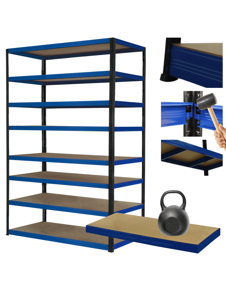 Regały z metalu kolorowe - Regał metalowy magazynowy stojak HELIOS 270x150x30cm 8Px175kg SZEROKI MOCNY - product b2b.wamar.biz 1