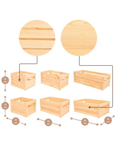 Skrzynki na owoce (skrzynki do warzyw) - Skrzynka na warzywa owoce skrzynki DREWNIANE DNO 35x30 cm PEŁNY BOK EKO - produkt 7