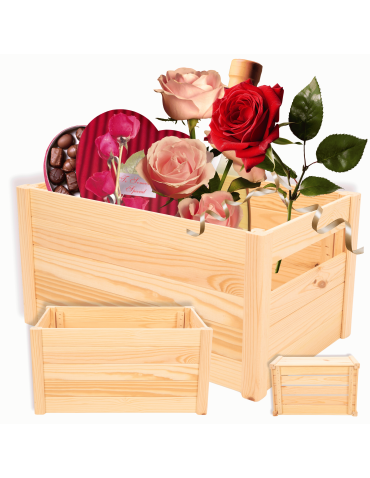 Skrzynka na warzywa owoce skrzynki DREWNIANE DNO 46x30 cm PEŁNY BOK EKO