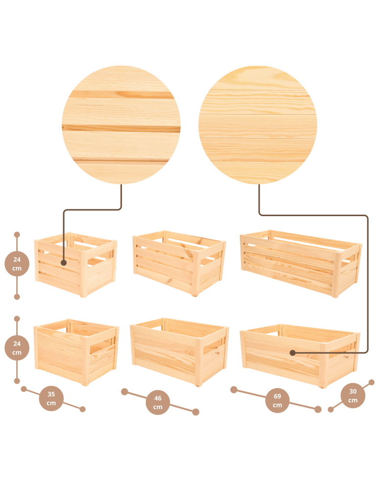 Skrzynki na owoce (skrzynki do warzyw) - Skrzynka na warzywa owoce skrzynki DREWNIANE DNO 69x30 cm skrzyneczka EKO - product b2b.wamar.biz 4