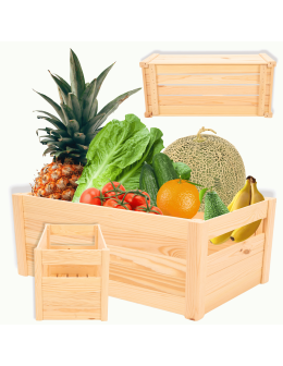Skrzynka na warzywa owoce skrzynki DREWNIANE DNO 69x30 cm PEŁNY BOK EKO