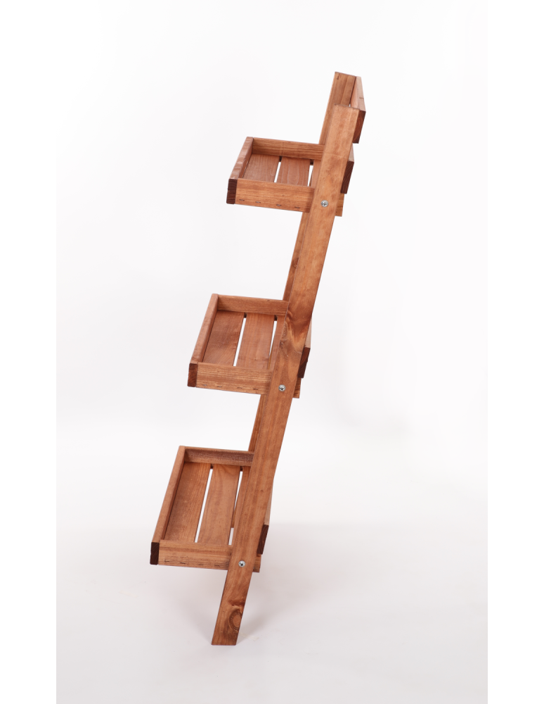 Wielopoziomowe kwietniki - Drewniana drabinka opierana o ścianę stojak regał na rośliny 115x77cm EKO - product b2b.wamar.biz 5
