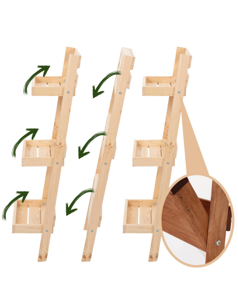 Wielopoziomowe kwietniki - Drewniana drabinka opierana o ścianę stojak regał na rośliny 115x77cm EKO - product b2b.wamar.biz 10