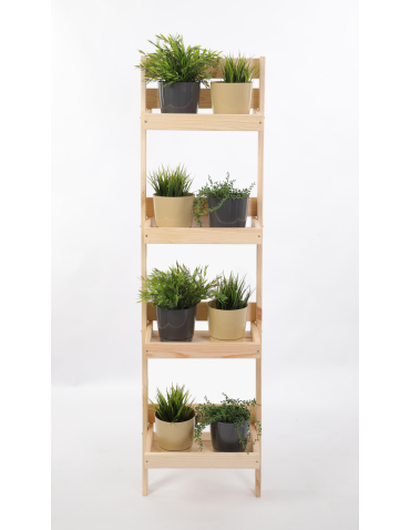 Wielopoziomowe kwietniki - Drewniany stojak opierany o ścianę kwietnik regał na rośliny 145x37cm EKO - product 3
