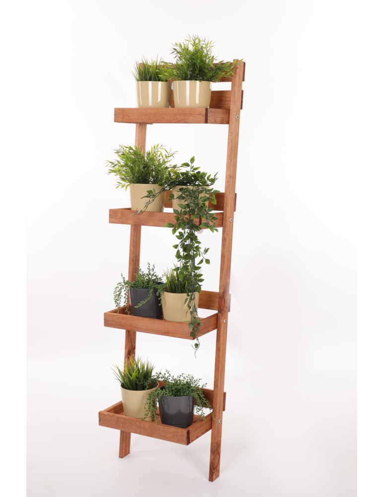 Wielopoziomowe kwietniki - Drewniany kwietnik opierany o ścianę stojak regał na rośliny 145x37cm EKO - product b2b.wamar.biz 2