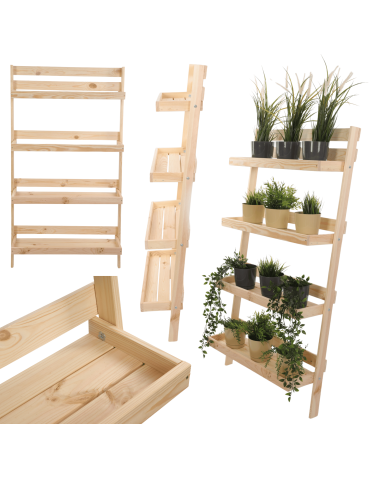 Drewniany kwietnik opierany o ścianę stojak regał na rośliny 145x77cm EKO