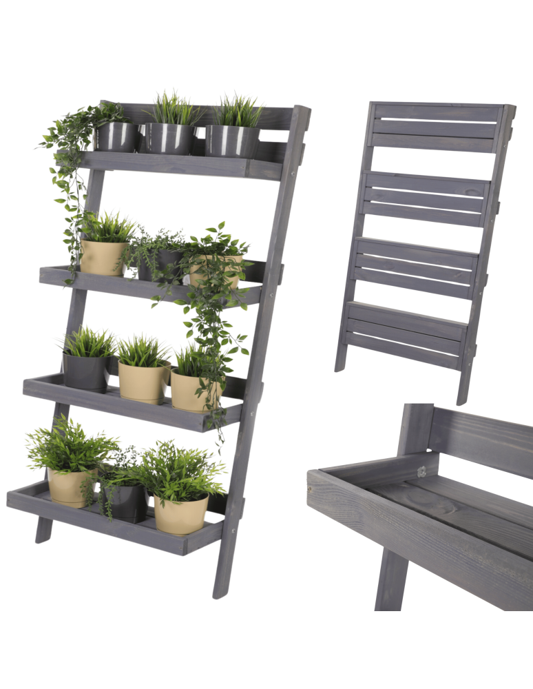 Wielopoziomowe kwietniki - Drewniany kwietnik opierany o ścianę stojak regał na rośliny 145x77cm EKO - product b2b.wamar.biz 1