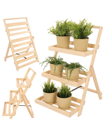 Stojak do ekspozycji kwietnik drewniany etażerka regał na kwiaty 3PÓŁKI EKO