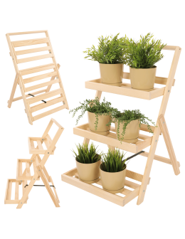 Stojak do ekspozycji kwietnik drewniany etażerka regał na kwiaty 3PÓŁKI EKO