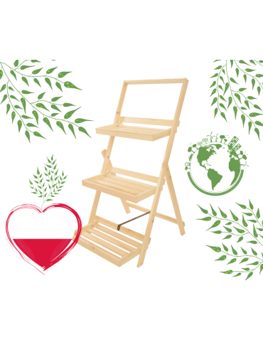 Kwietniki - Drewniany stojak na kwiaty drabinka etażerka kwietnik regał 3PÓŁKI EKO - product 11