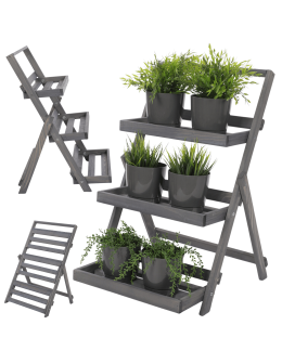 Stojak do ekspozycji kwietnik drewniany etażerka regał na kwiaty 3PÓŁKI EKO