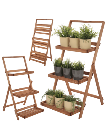 Kwietnik drewniany drabinka stojak regał na rośliny ekspozycyjny 3PÓŁKI EKO
