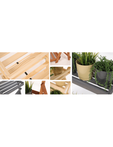 Kwietniki - Kwietnik drewniany drabinka stojak regał na rośliny ekspozycyjny 3PÓŁKI EKO - product 7