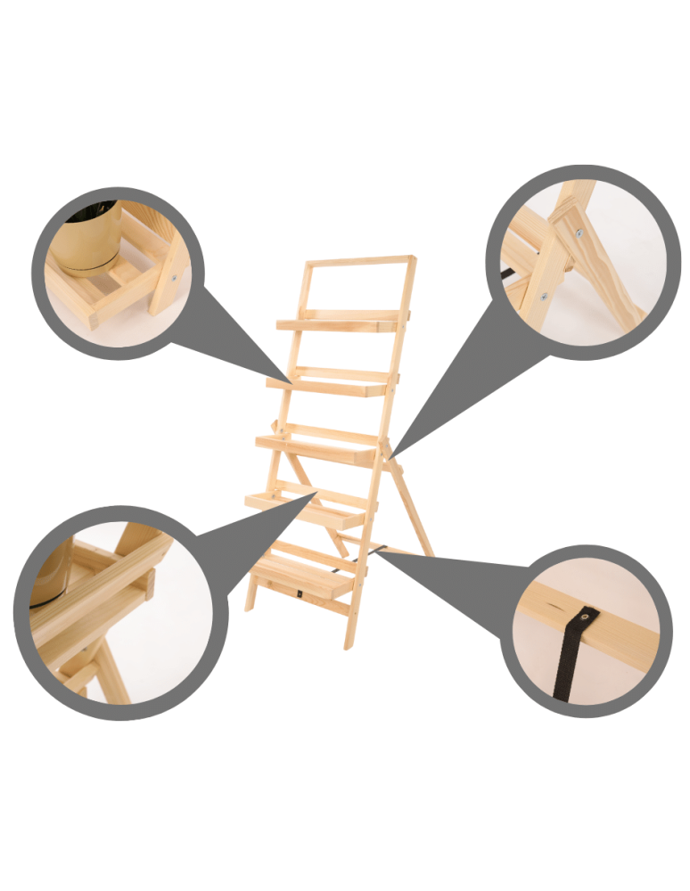 Kwietniki - Stojak na kwiaty drabinka składana drewniana regał etażerka 5p EKO DUŻY - product b2b.wamar.biz 8