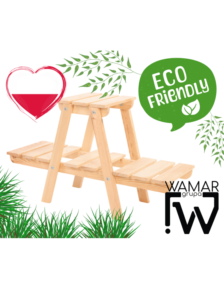 Kwietniki - Stojący kwietnik drewniany na kwiaty regał stojak na doniczki 3 półki 45 cm - product b2b.wamar.biz 13