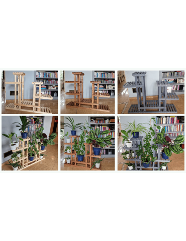 Kwietniki - Stojący kwietnik drewniany na KWIATY regał stojak kaskadowy WYSOKI POJEMNY - product 8