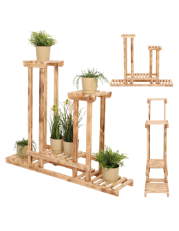 Kwietnik stojący wysoki stojak na kwiaty drewniany regał wielopoziomowy eko