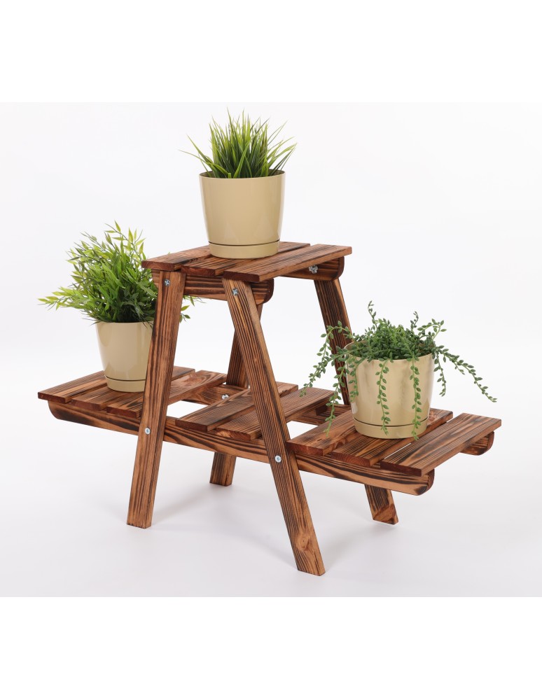 Kwietniki - Stojący kwietnik drewniany na kwiaty regał stojak na doniczki 3 półki 45 cm - product b2b.wamar.biz 2