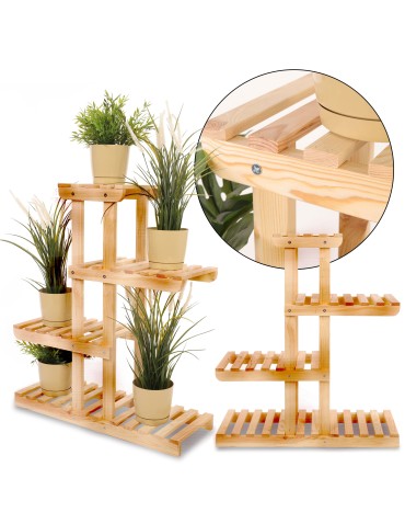 Kwietnik drewniany stojący stojak regał na doniczki OPALANE DREWNO JAKOŚĆ