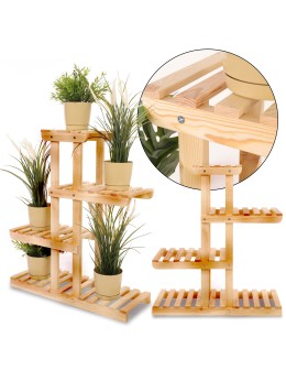 Kwietnik drewniany stojący stojak regał na doniczki OPALANE DREWNO JAKOŚĆ