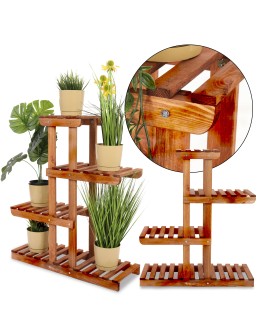 Drewniany kwietnik stojący na 6 doniczek regał OPALANE DREWNO EKOLOGICZNY