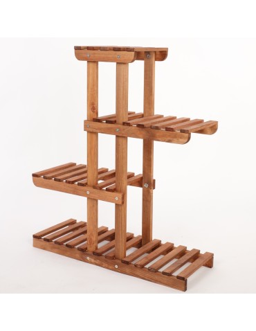 Kwietniki - Drewniany kwietnik stojący na 6 doniczek regał OPALANE DREWNO EKOLOGICZNY - product 4