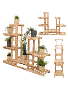 Stojący kwietnik drewniany na KWIATY regał stojak kaskadowy WYSOKI POJEMNY