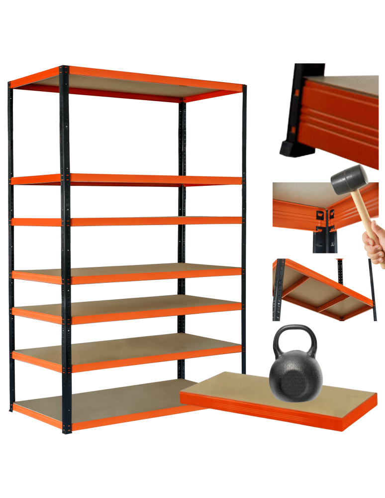 Regały z metalu kolorowe - Regał metalowy magazynowy stojak HELIOS 270x150x60cm 7Px175kg SZEROKI MOCNY - product b2b.wamar.biz 1