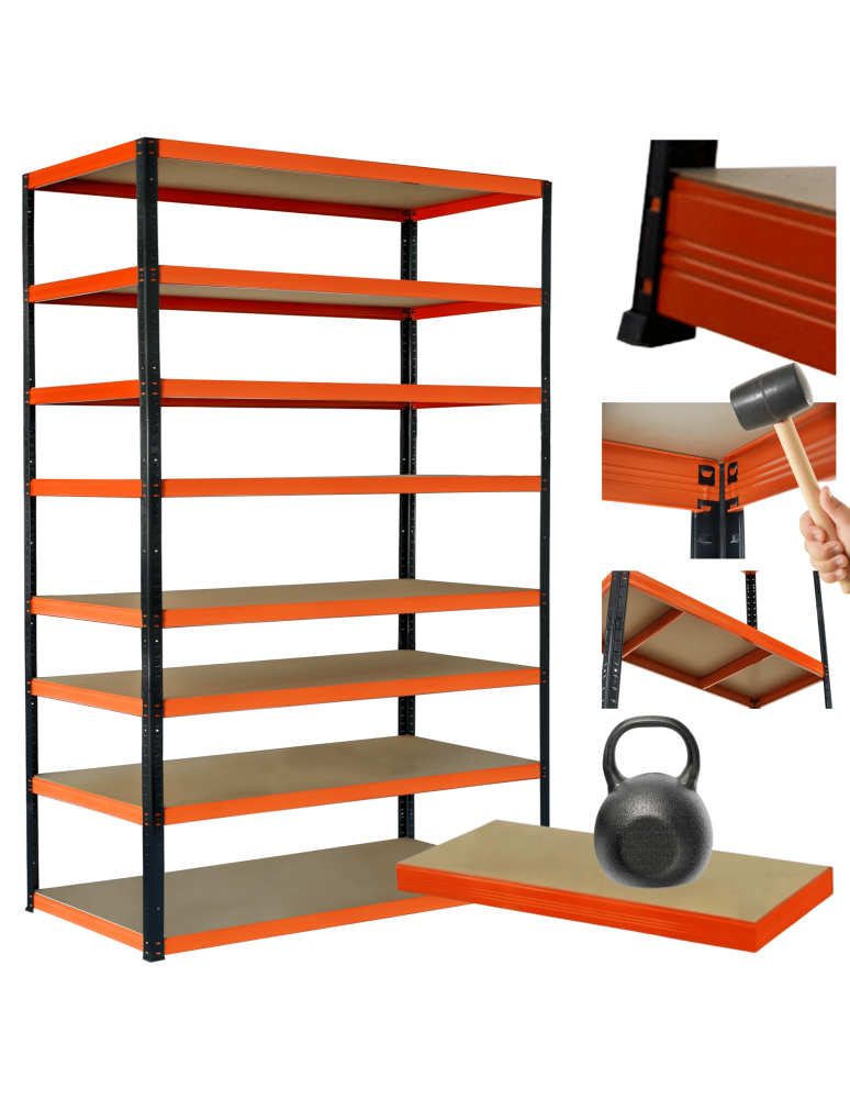 Regały z metalu kolorowe - Regał metalowy magazynowy stojak HELIOS 270x150x50cm 8Px175kg SZEROKI MOCNY - product b2b.wamar.biz 1