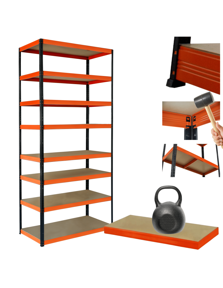 Regały z metalu kolorowe - Regał metalowy magazynowy stojak HELIOS 270x120x35cm 8Px175kg  WYSOKI - product b2b.wamar.biz 1
