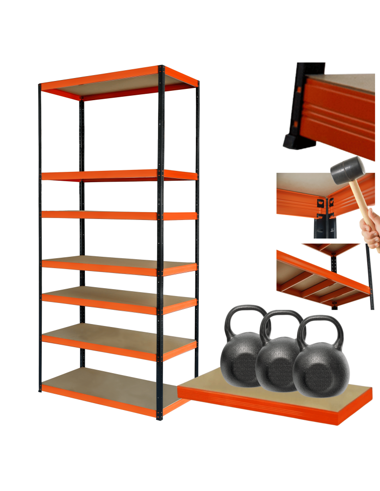 Regały z metalu kolorowe - Regał metalowy magazynowy stojak HELIOS 270x110x35cm 7Px350kg  WYSOKI - product b2b.wamar.biz 1