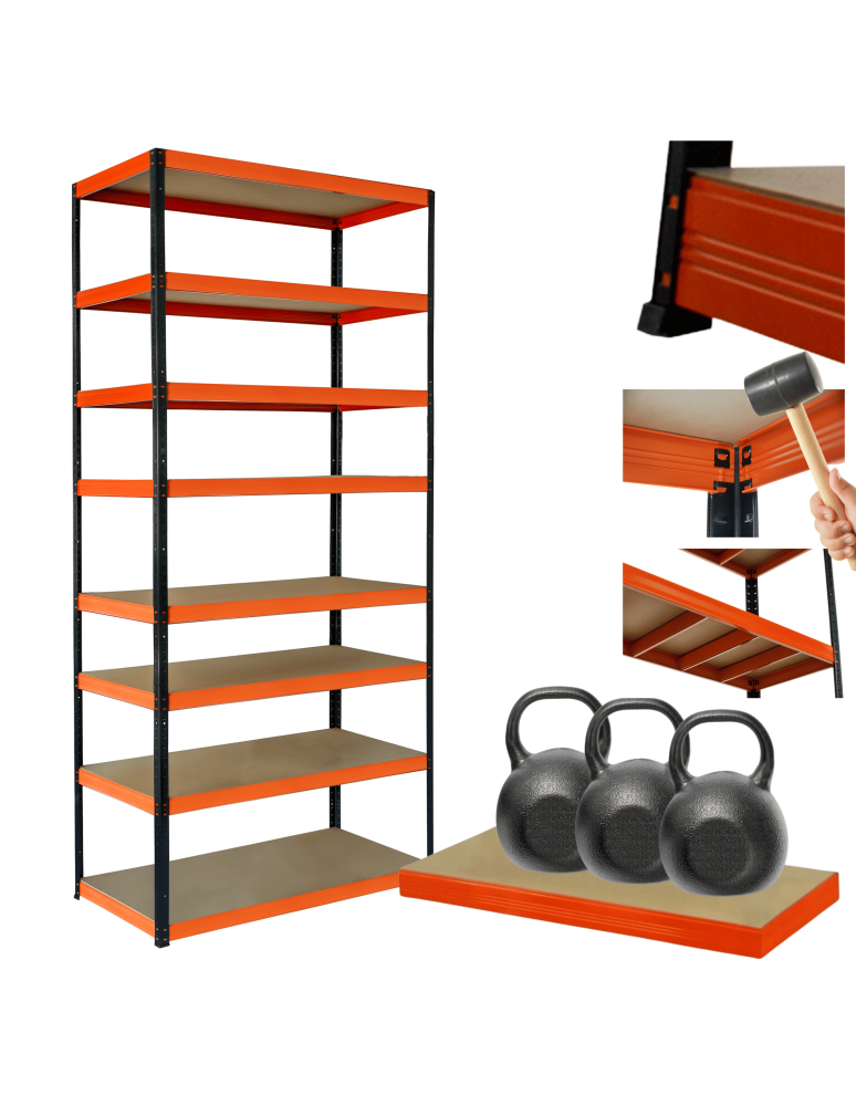 Regały z metalu kolorowe - Regał metalowy magazynowy stojak HELIOS 270x75x35cm 8Px350kg  WYSOKI - product b2b.wamar.biz 1