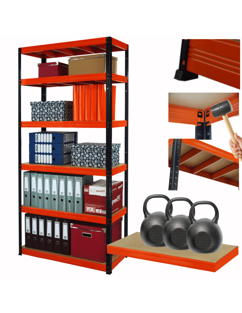 Regały z metalu kolorowe - Regał metalowy magazynowy stojak HELIOS 213x100x35cm 6Px350kg 300TYS KOMB - product b2b.wamar.biz 1