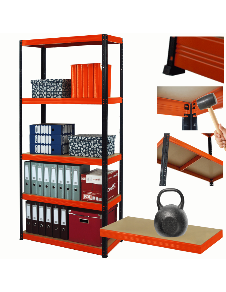 Regały z metalu kolorowe - Regał metalowy magazynowy stojak HELIOS 213x90x40cm 5Px175kg 300TYS KOMB - product b2b.wamar.biz 1