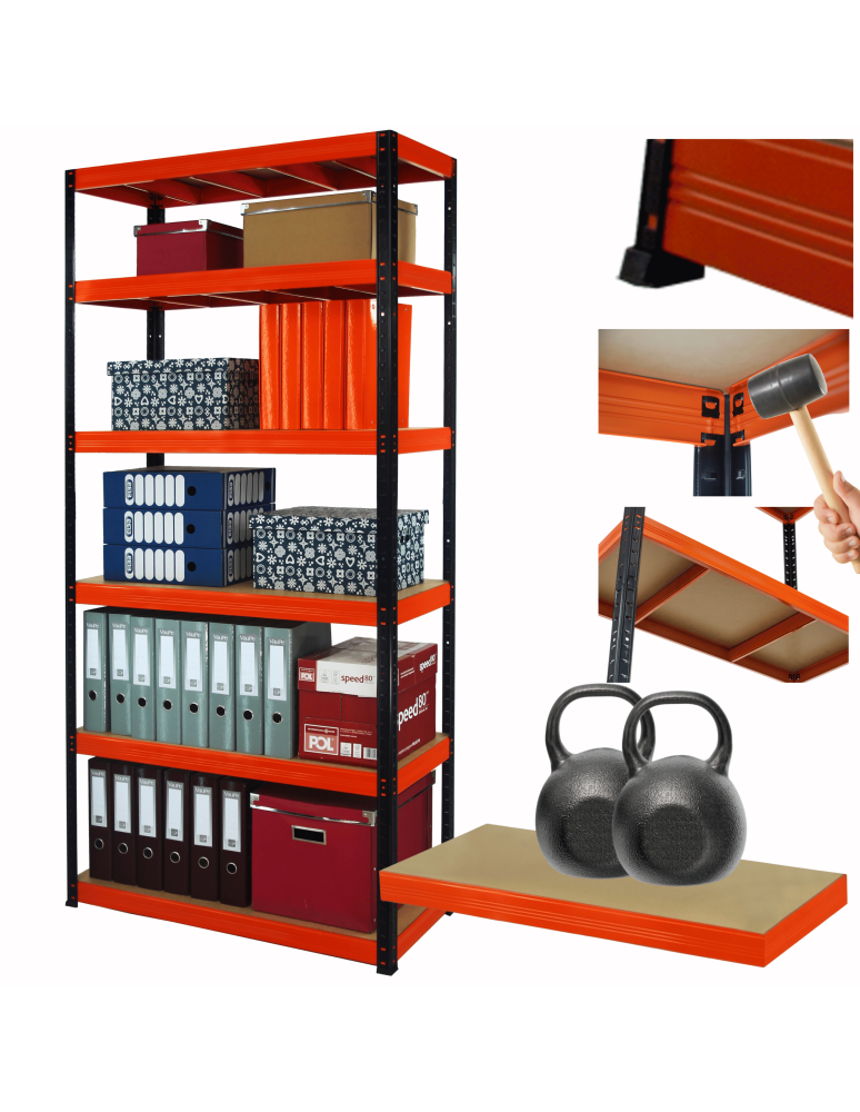 Regały z metalu kolorowe - Regał metalowy magazynowy stojak HELIOS 213x75x50cm 6Px275kg 300TYS KOMB - product b2b.wamar.biz 1
