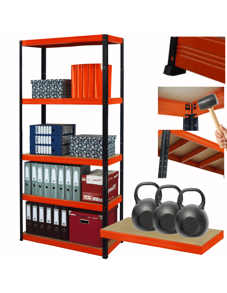 Regały z metalu kolorowe - Regał metalowy magazynowy stojak HELIOS 213x75x40cm 5Px350kg 300TYS KOMB - product b2b.wamar.biz 1