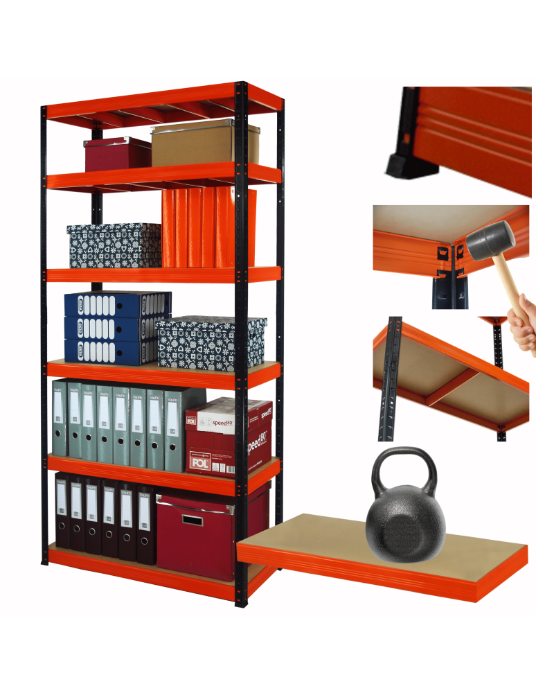 Regały z metalu kolorowe - Regał metalowy magazynowy stojak HELIOS 213x75x30cm 6Px175kg 300TYS KOMB - product b2b.wamar.biz 1