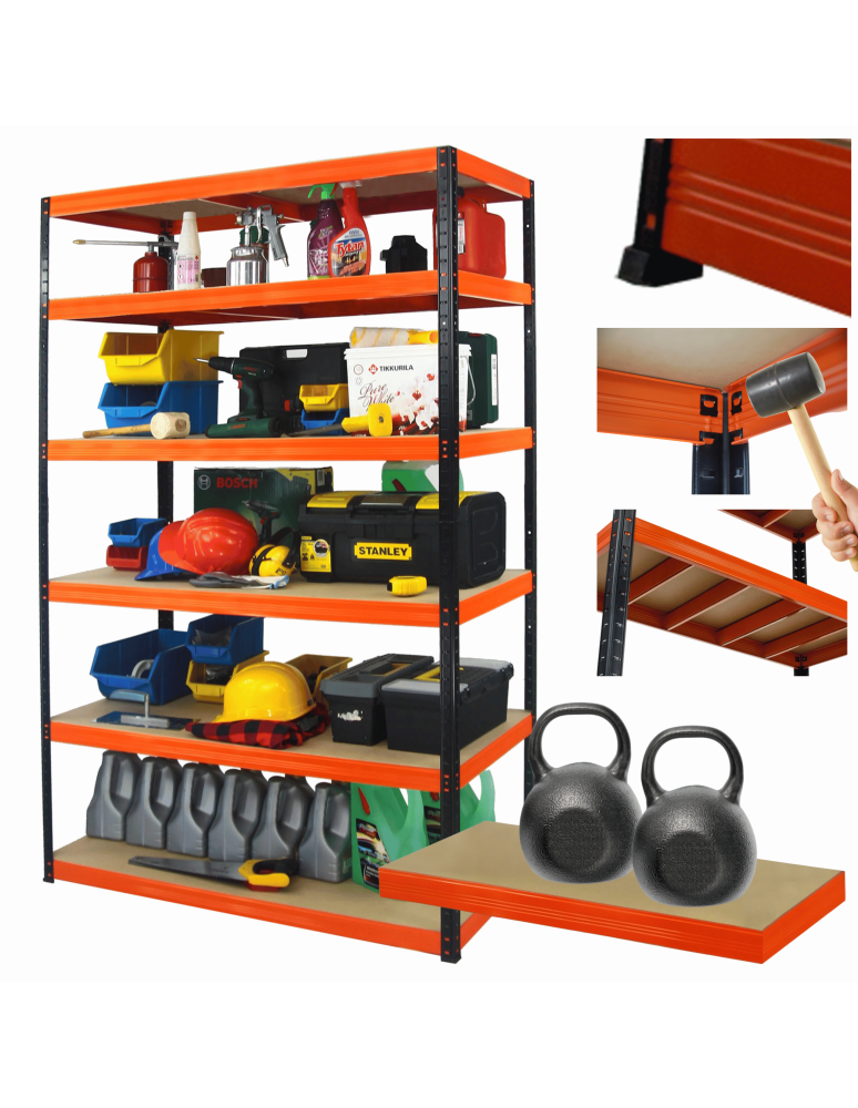 Regały z metalu kolorowe - Regał metalowy magazynowy stojak HELIOS 213x150x50cm 6Px275kg SZEROKI MOCNY - product b2b.wamar.biz 1