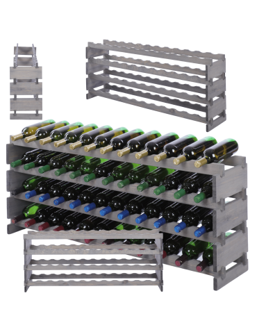 Stojak na wino regał modułowy na butelki 4x12 but SZEROKI BEZ NARZĘDZI