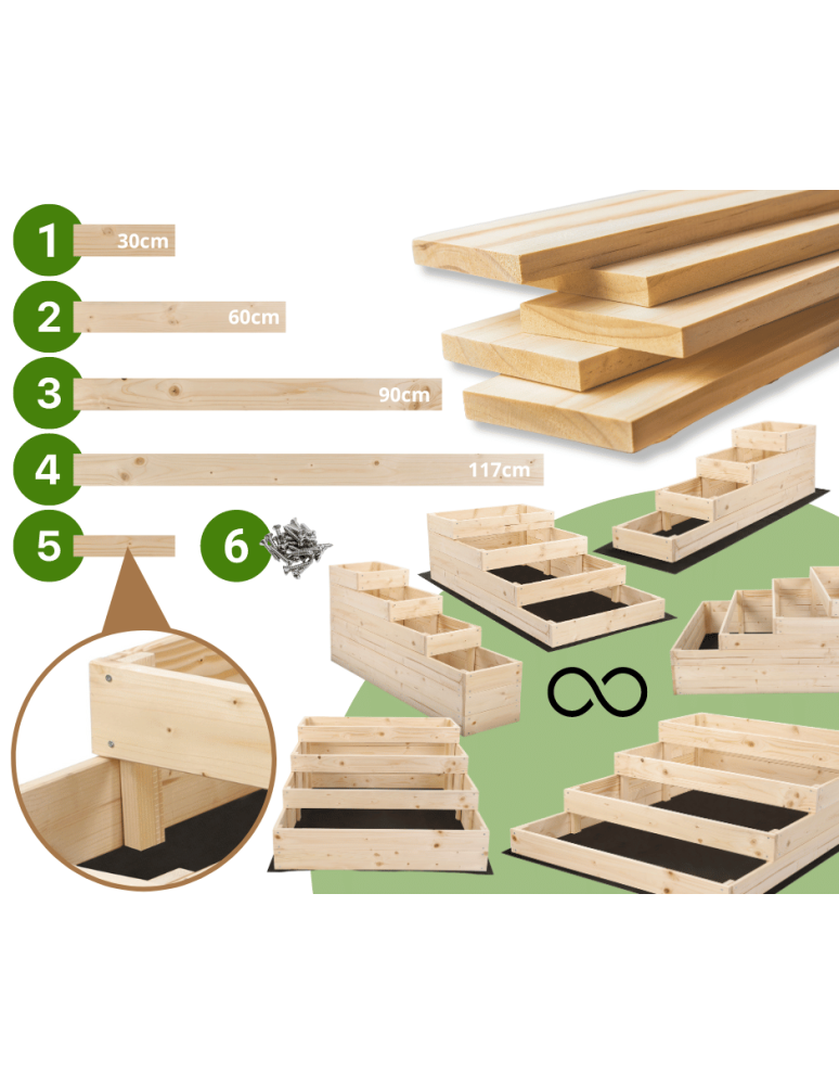Grządki kaskadowe - Skrzynia na warzywa warzywniak inspekt IMPREGNOWANY 27x90x60 GRATISY ECO - product b2b.wamar.biz 10