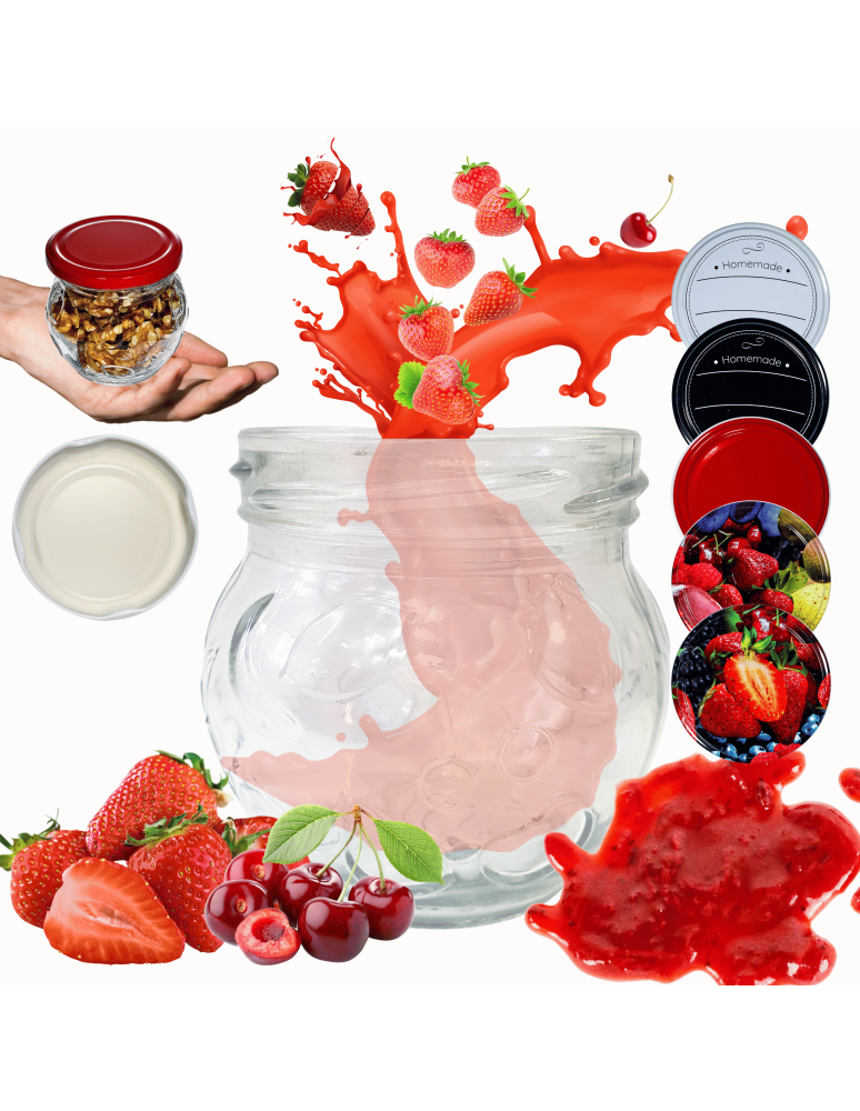 Słoiki - Słoik 215ml dżemy konfitury przyprawy deserki KOMPLET z POKRYWKĄ 66mm - product b2b.wamar.biz 1