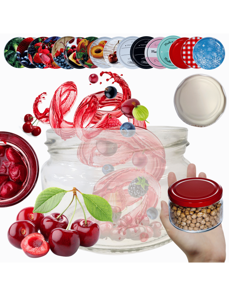 Słoiki - Słoik 250ml dżemy konfitury przyprawy deserki KOMPLET z POKRYWKĄ 82mm - product b2b.wamar.biz 1