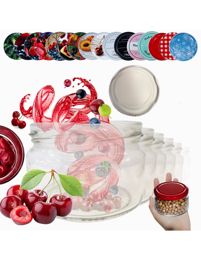 Słoiki - Słoiki 250ml dżemy konfitury przyprawy deserki 60kpl zakrętki 82mm PZH - product b2b.wamar.biz 1