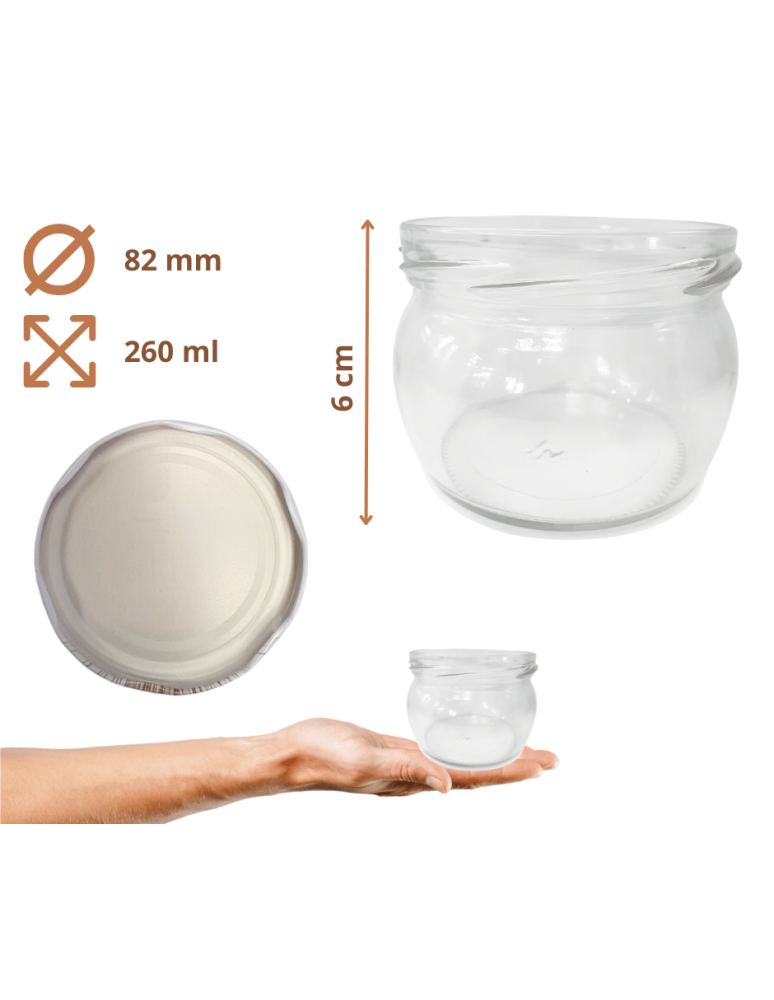 Słoiki - Słoiki 260ml dżemy konfitury przyprawy grzybki 6kompletów zakrętki 82mm - produkt b2b.wamar.biz 3