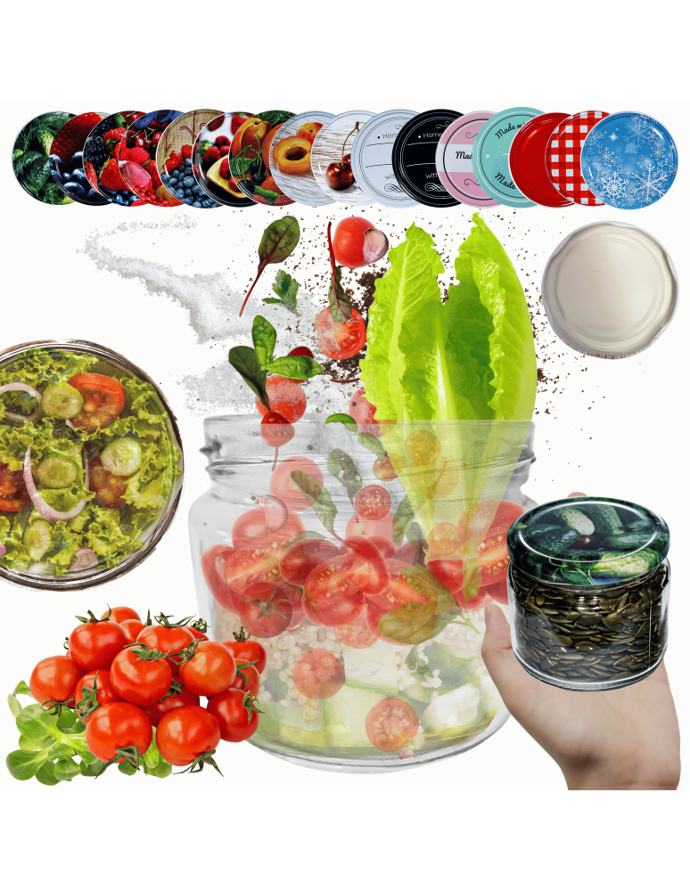 Słoiki - Słoik 330ml dżemy konfitury przyprawy grzybki KOMPLET z POKRYWKĄ 82mm - product b2b.wamar.biz 1
